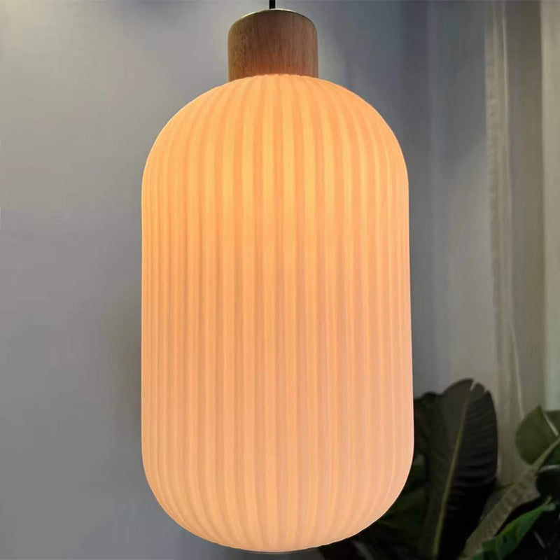 Ozawa Vintage Lantaarnvorm LED Hanglampen Wit Hout/Glas Slaapkamer/Eetkamer