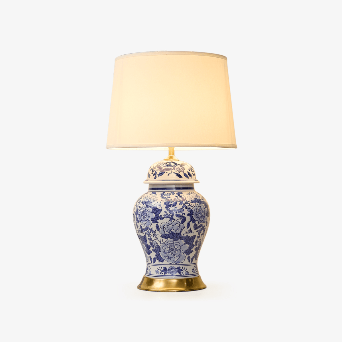 Peony tafellamp met Blauwe Peonie-vaas