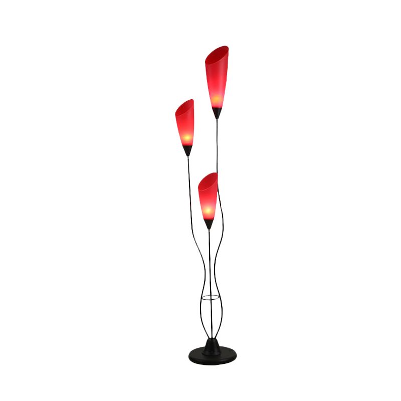 Valentina Moderne Multi Bulb Vloerlamp Rood Metalen/Acryl Slaapkamer/Woonkamer