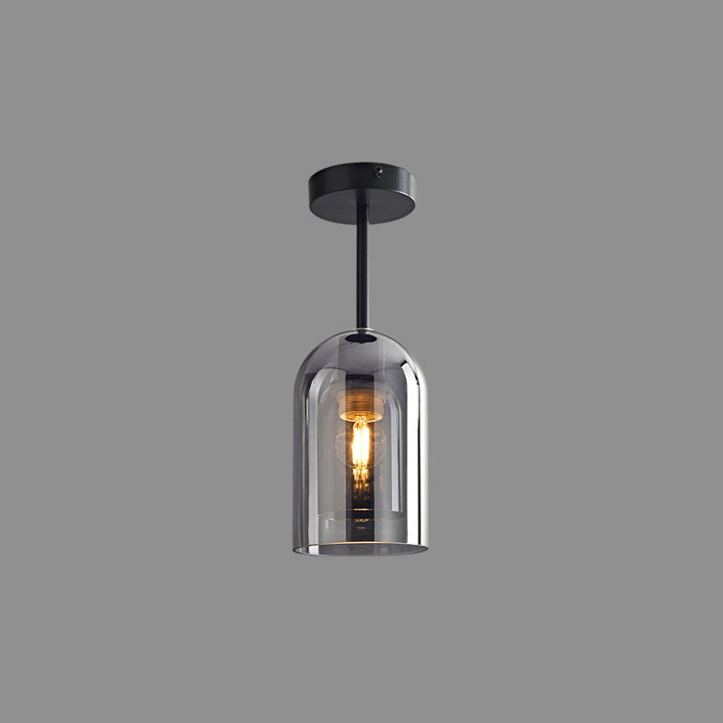 Sanna Vintage LED Plafondlamp Rookgrijs Cognac Metaal Glas Slaapkamer Woonkamer