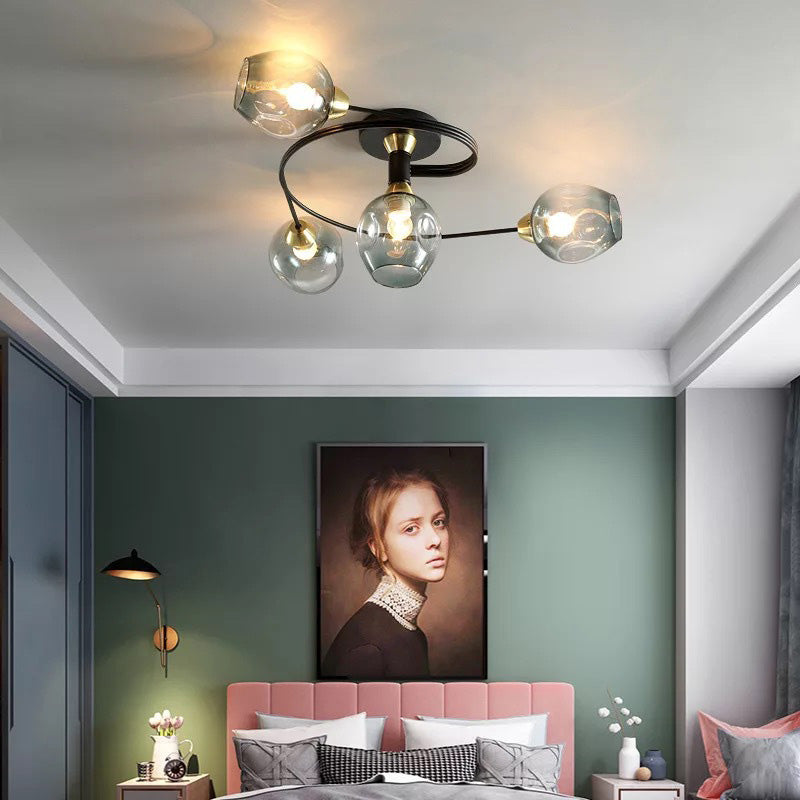 Valentina Moderne Mooi LED Plafondlampen Stijlvol Zwart Metaal/Glas Slaapkamer