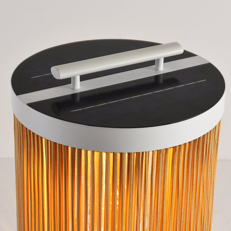 Ritta Retro LED Buiten Vloerlamp Kaki Metaal/Rattan Tuin