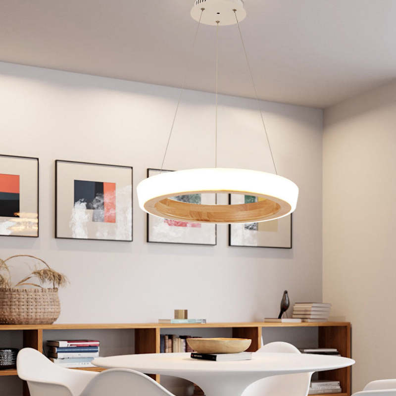 Ozawa Moderne Design Ronde LED Hanglampen Hout Woonkamer