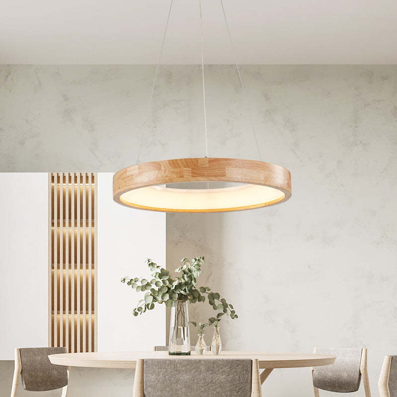 Ozawa Moderne Design Ronde LED Hanglampen Hout Woonkamer
