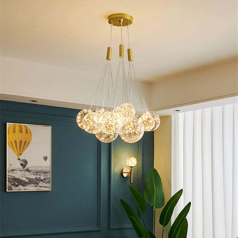 Valentina Design Bollen LED Hanglampen Goud Metaal/Glas Slaapkamer