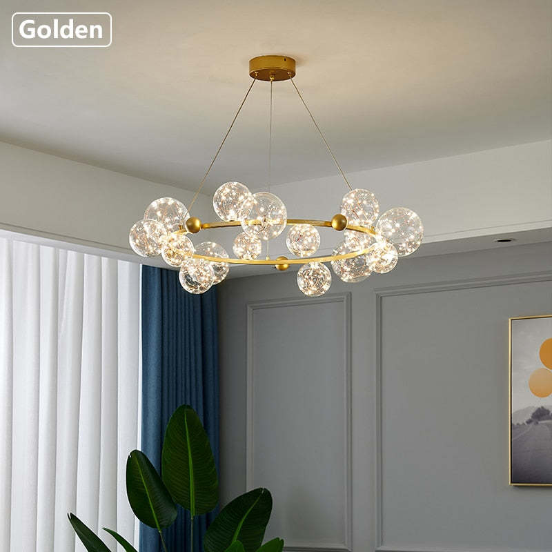 Valentina Modern Cirkel Round Metaal Glas Hanglampens Woonkamer Slaapkamer