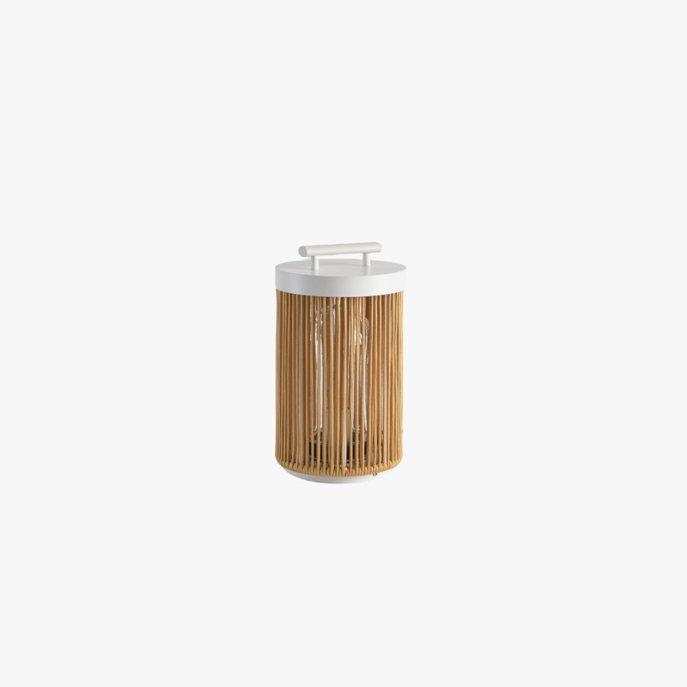 Ritta Retro LED Buiten Vloerlamp Kaki Metaal/Rattan Tuin
