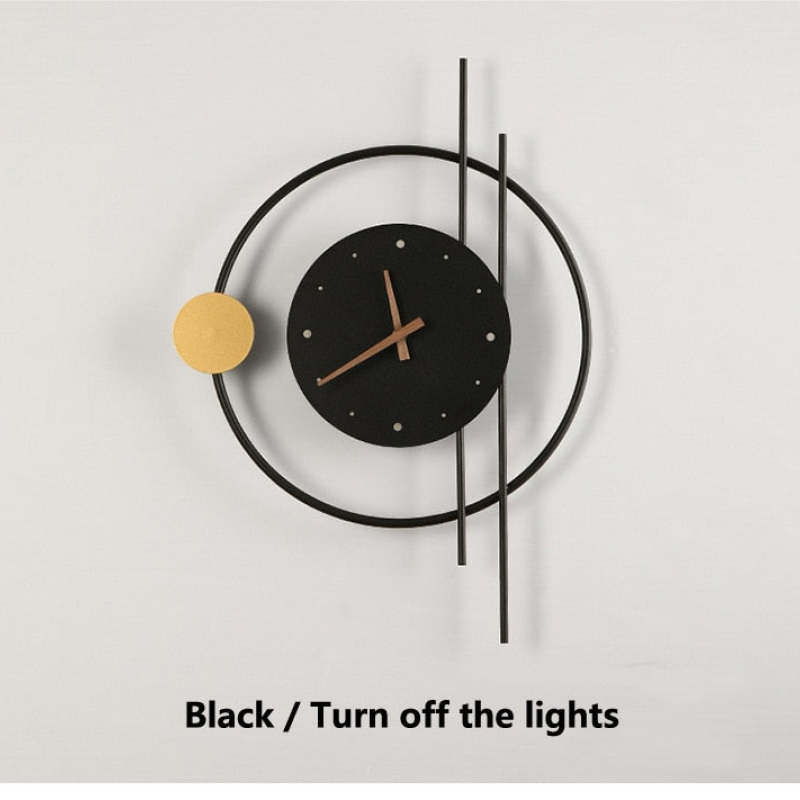 Nielsen Moderne Klok LED Wandlamp Zwart/Goud Metaal/Acryl Slaap/Eet/Woonkamer
