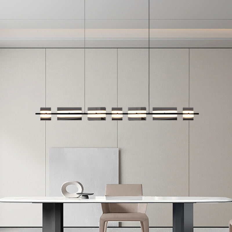 Evette Moderne Scandinavische Lineaire Metaal/Glas Hanglamp Messing/Zwart Eetkamer
