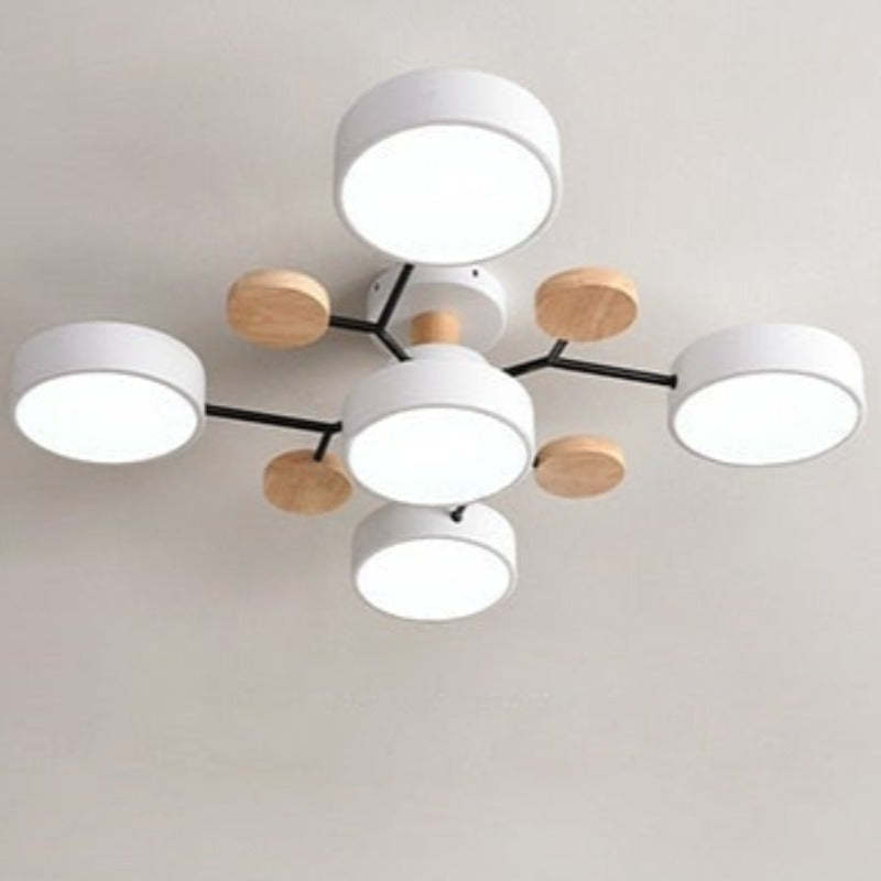 Sienna Ronde Moderne LED Plafondlampen Wit Grijs Groen Hout Metaal