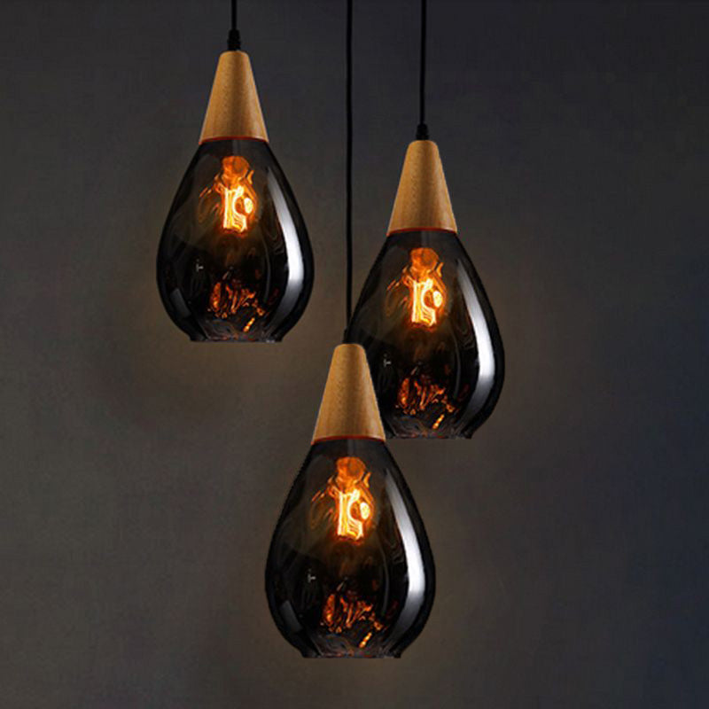 Avi Vintage Teardrop Hanglamp, Bar/Kitcheneiland, Glas/Hout