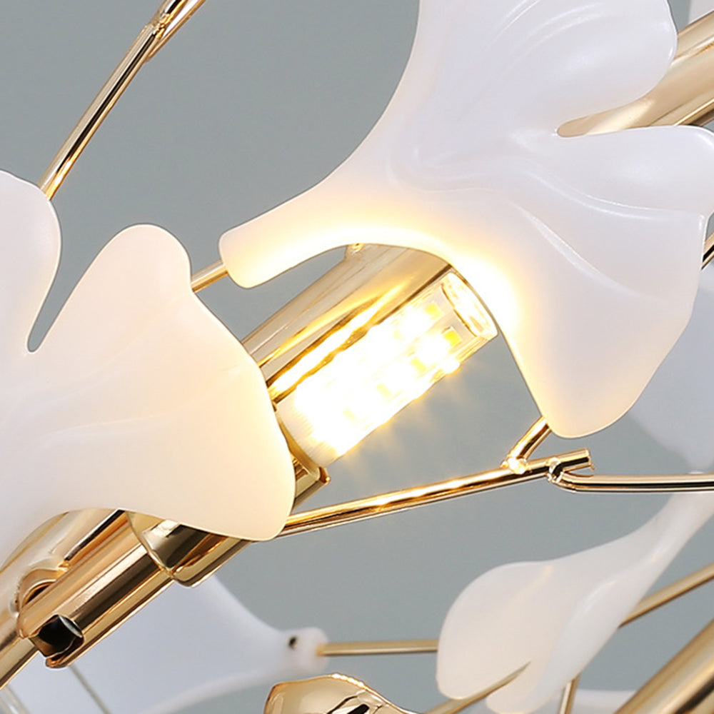 Olivia Design Ginkgoblad LED Hanglamp Goud/Wit Metaal/Keramisch Slaap/Eet/Woonkamer