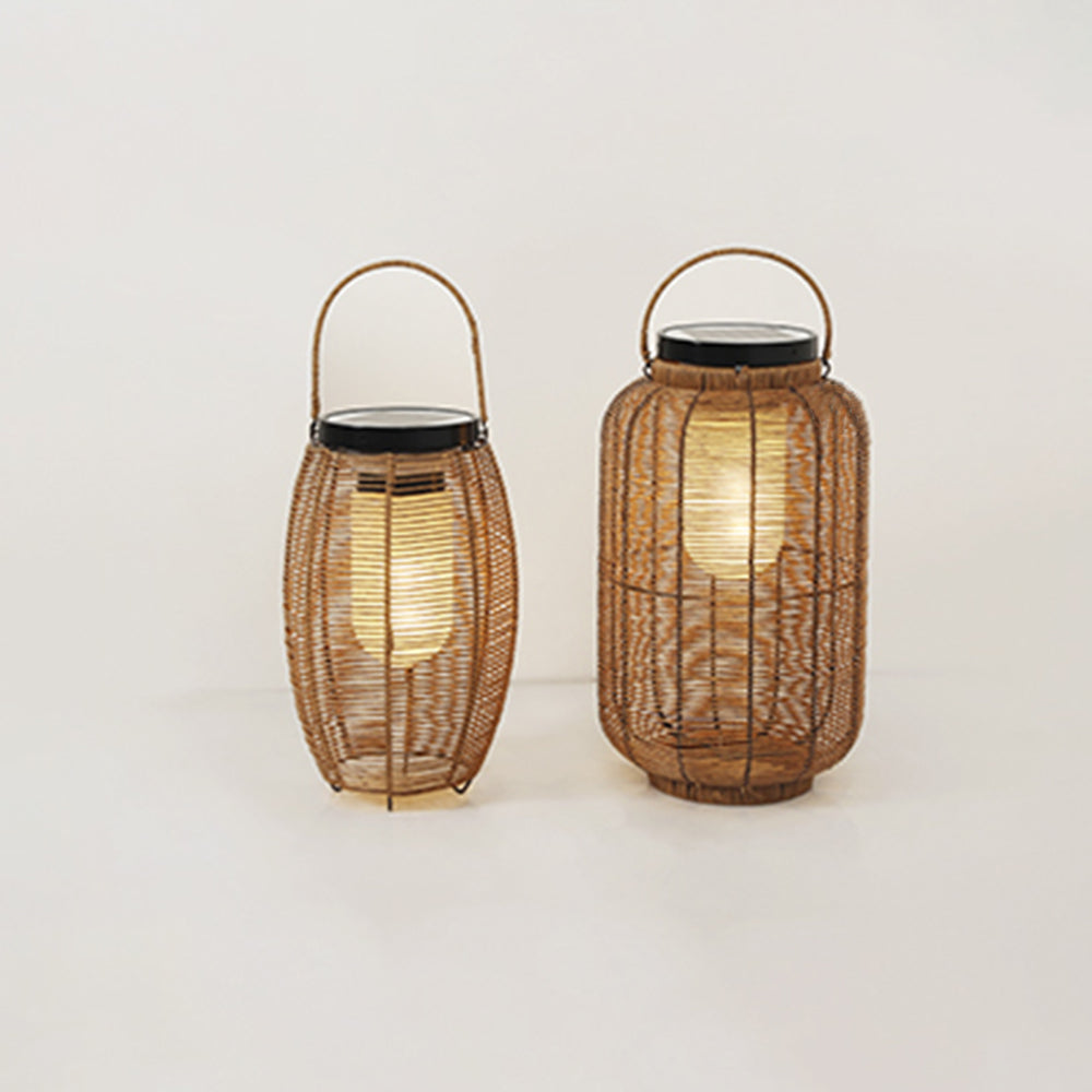 Ritta Retro LED Vloerlamp Hout Metaal/Rotan Tuin/Stoeprand/Balkon