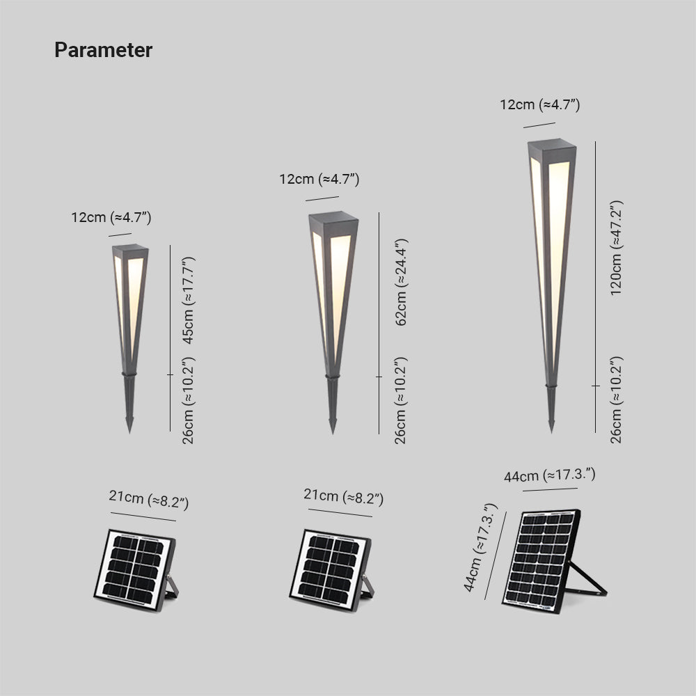Cole Moderne Trigonale Lineaire Solar Buitenlamp Zwart Acryl