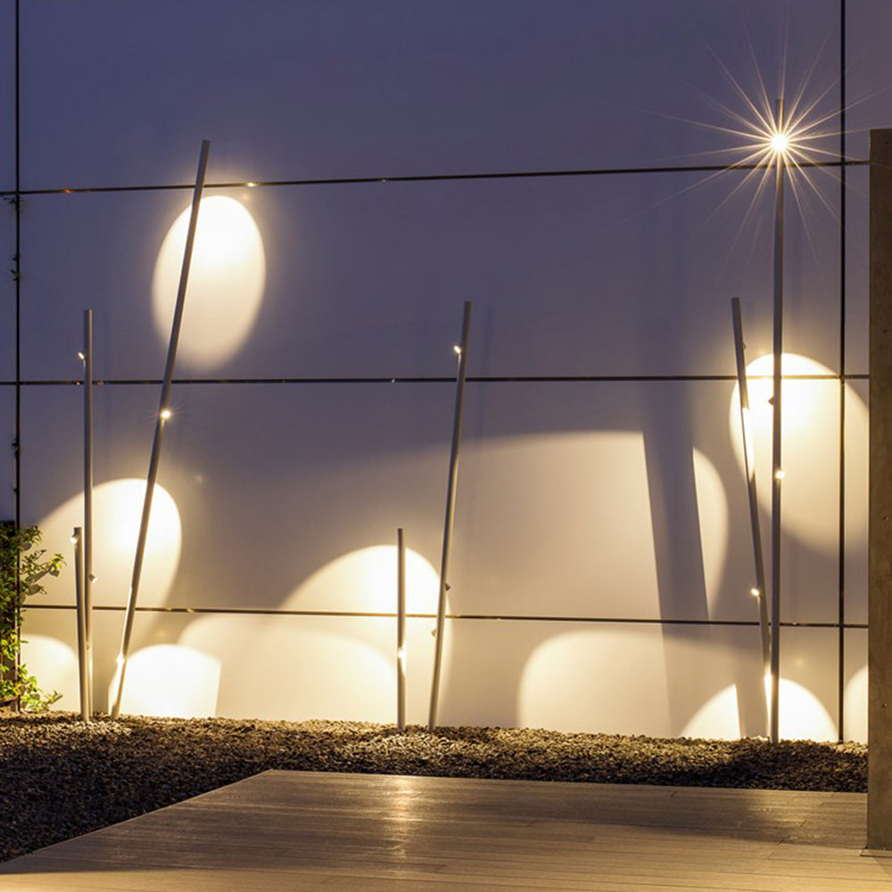 Edge Modern Bamboevorm LED Buiten Vloerlamp Grijs Wit Metaal Glas Tuin/Erf