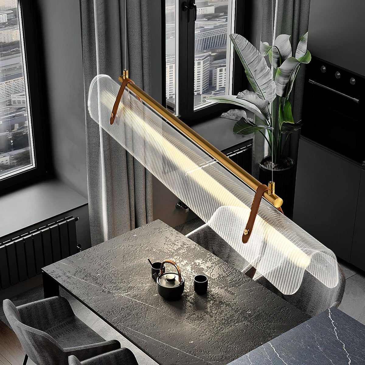 Niraenne Moderne hanglamp van acryl met lineair ontwerp voor eetkamer