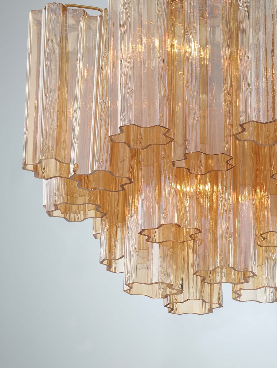 Namo Murano Kroonluchter Glasbuis Lagen Amber