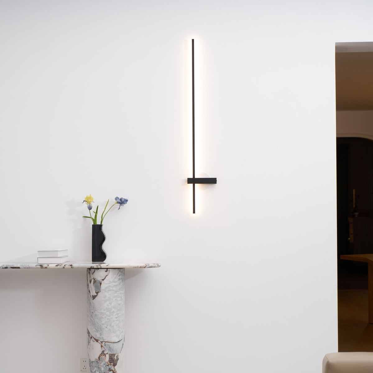 Mesv Lineair Oplaadbaar Zwart Wandlamp