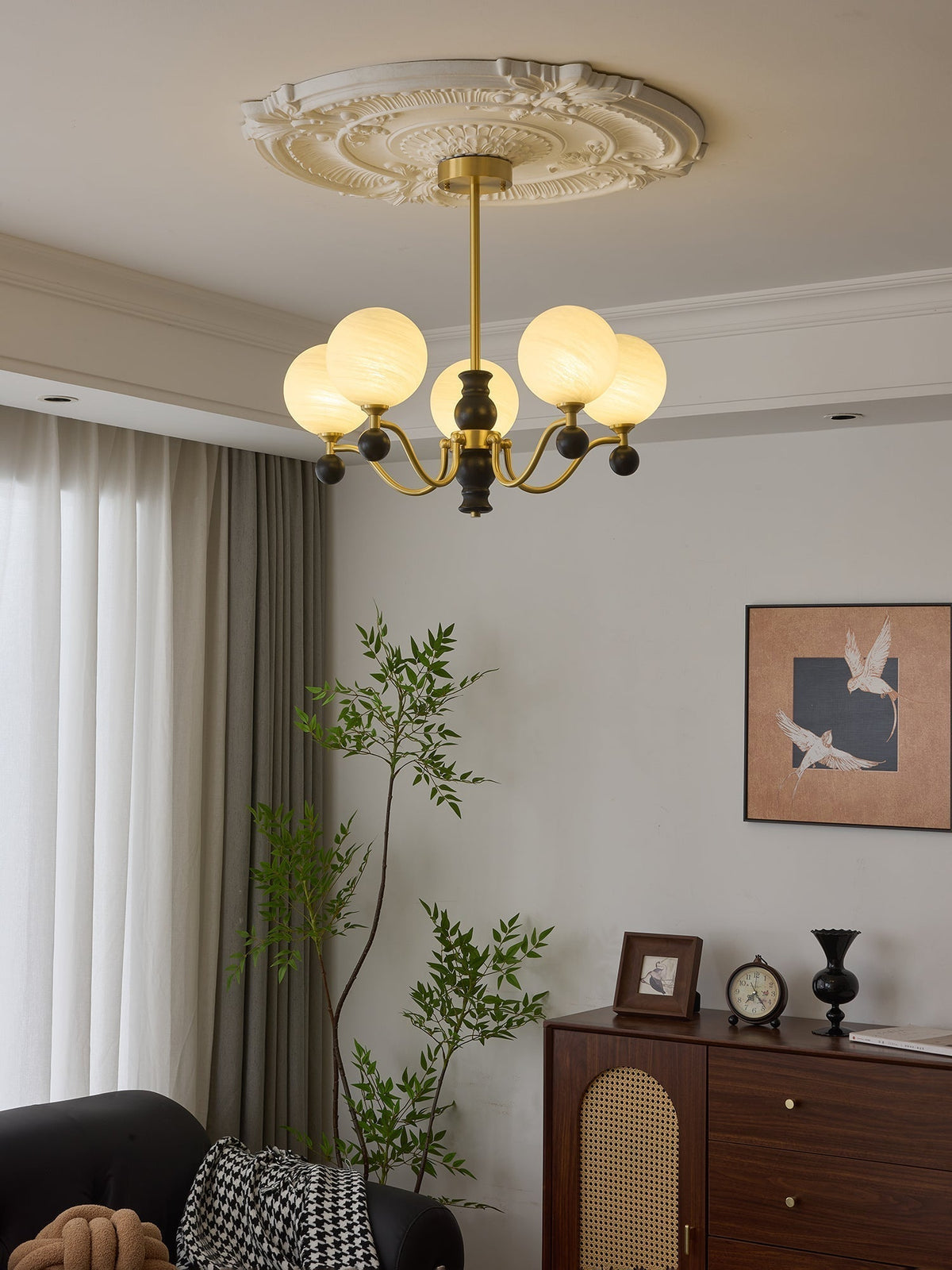 Ershaan sfeer elegantie vintage messing hout kroonluchter