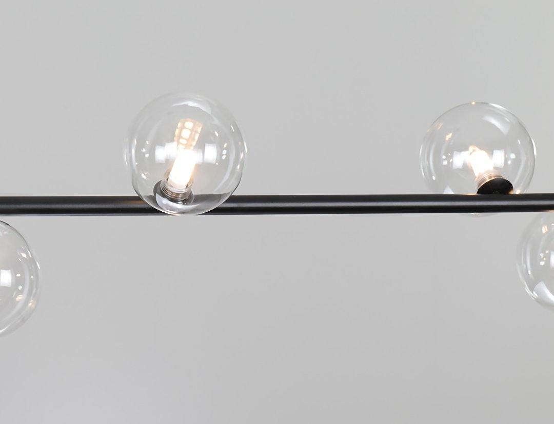 Moss kroonluchter met glazen bolletjes en zwarte stalen lijn