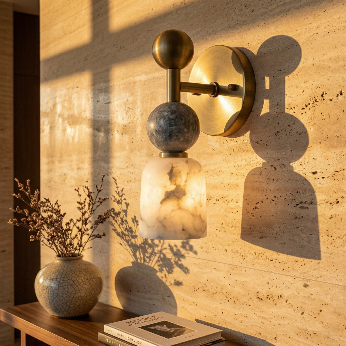 Serafin wandlamp van albast