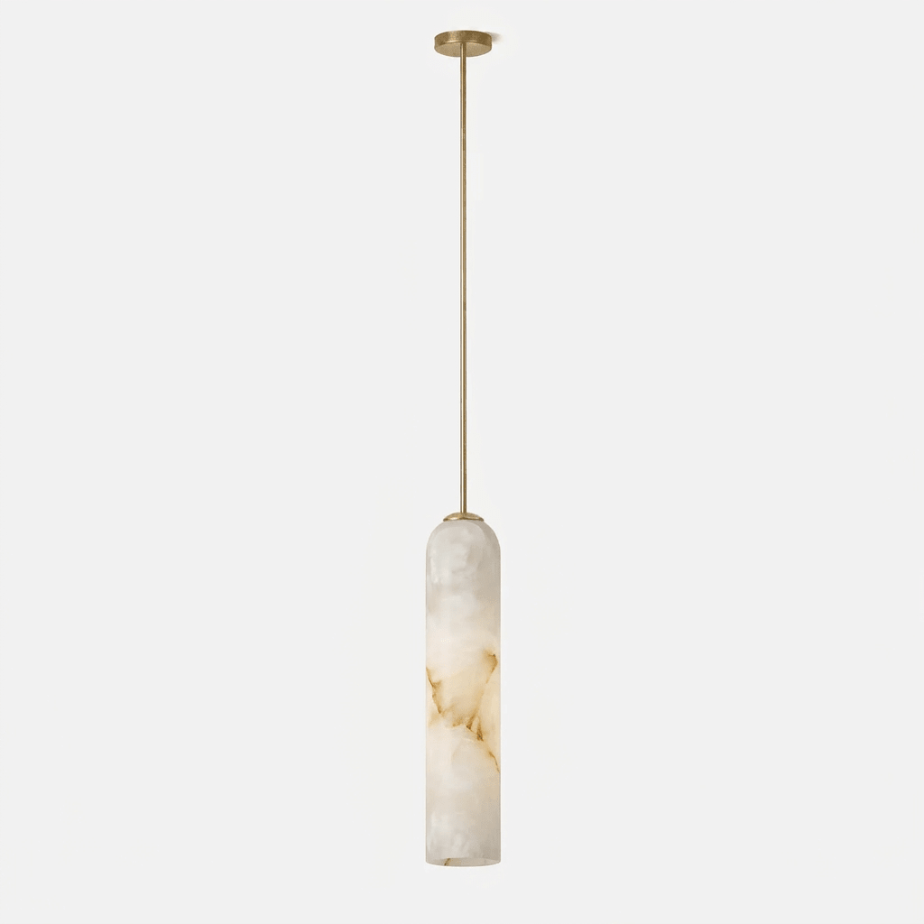 Hanglamp met cilindervormige kap van albast