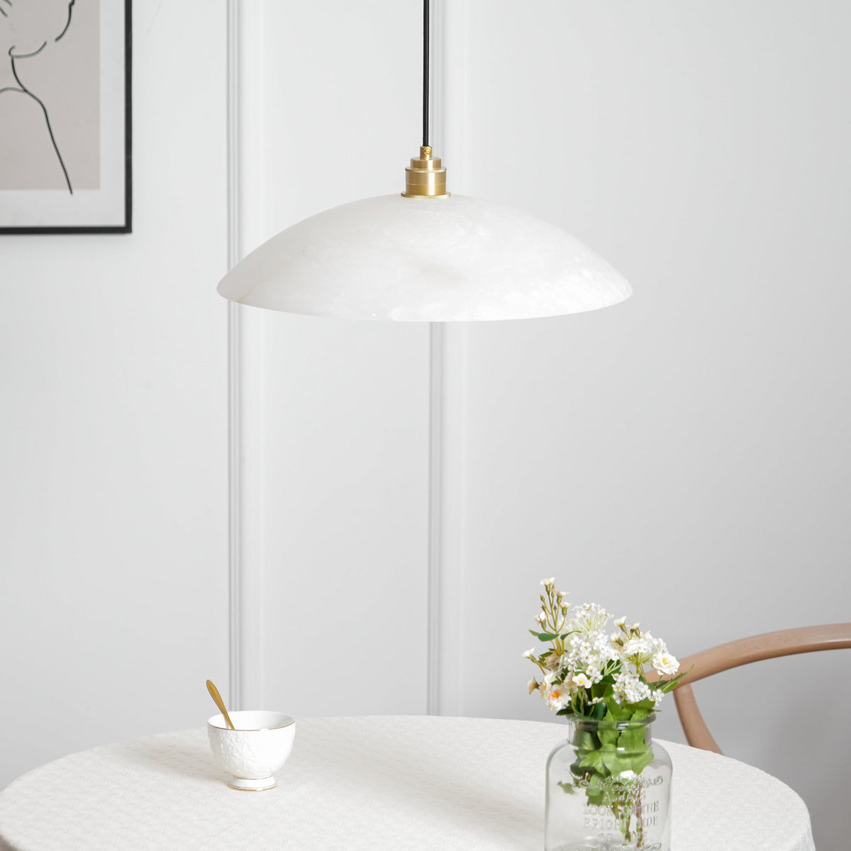 Warenol Minimalistische hanglamp van albast