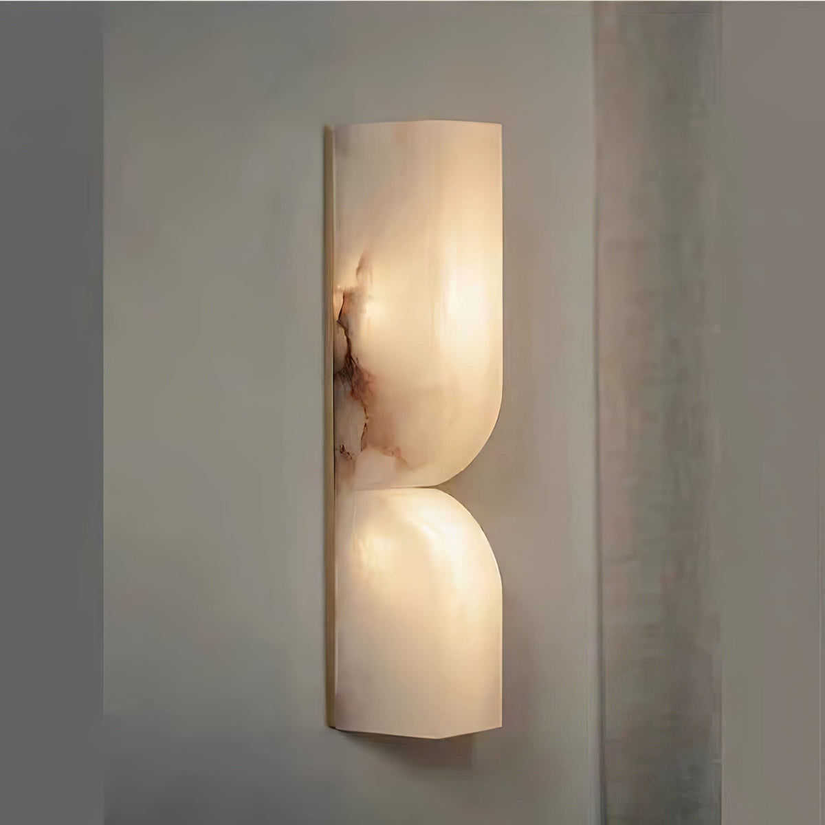 Lena Albast rechthoekige wandlamp met stekker