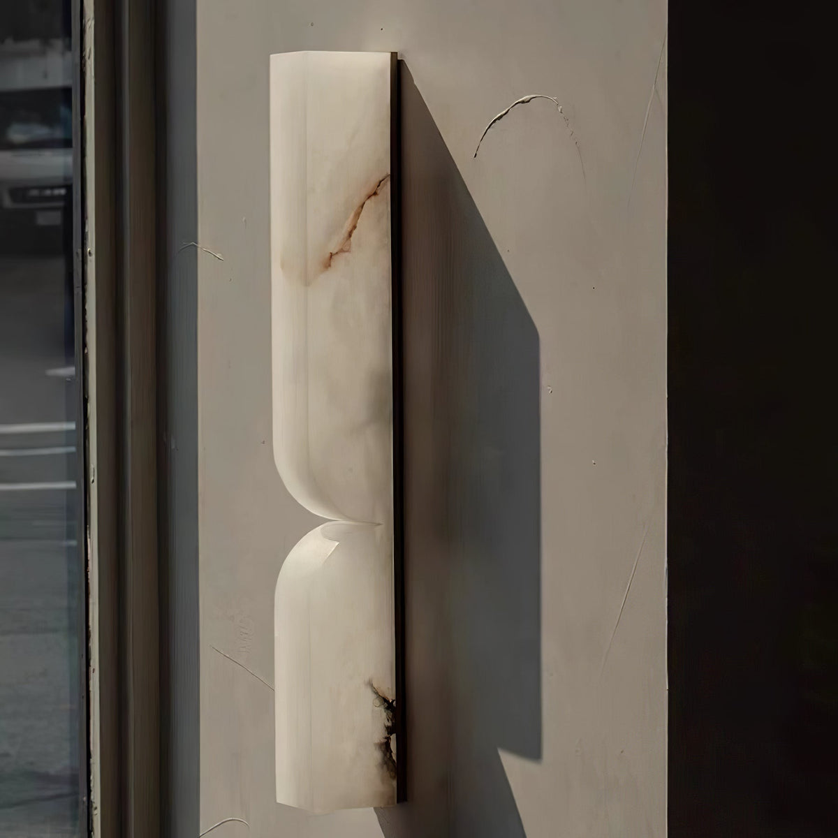 Lena Albast rechthoekige wandlamp met stekker