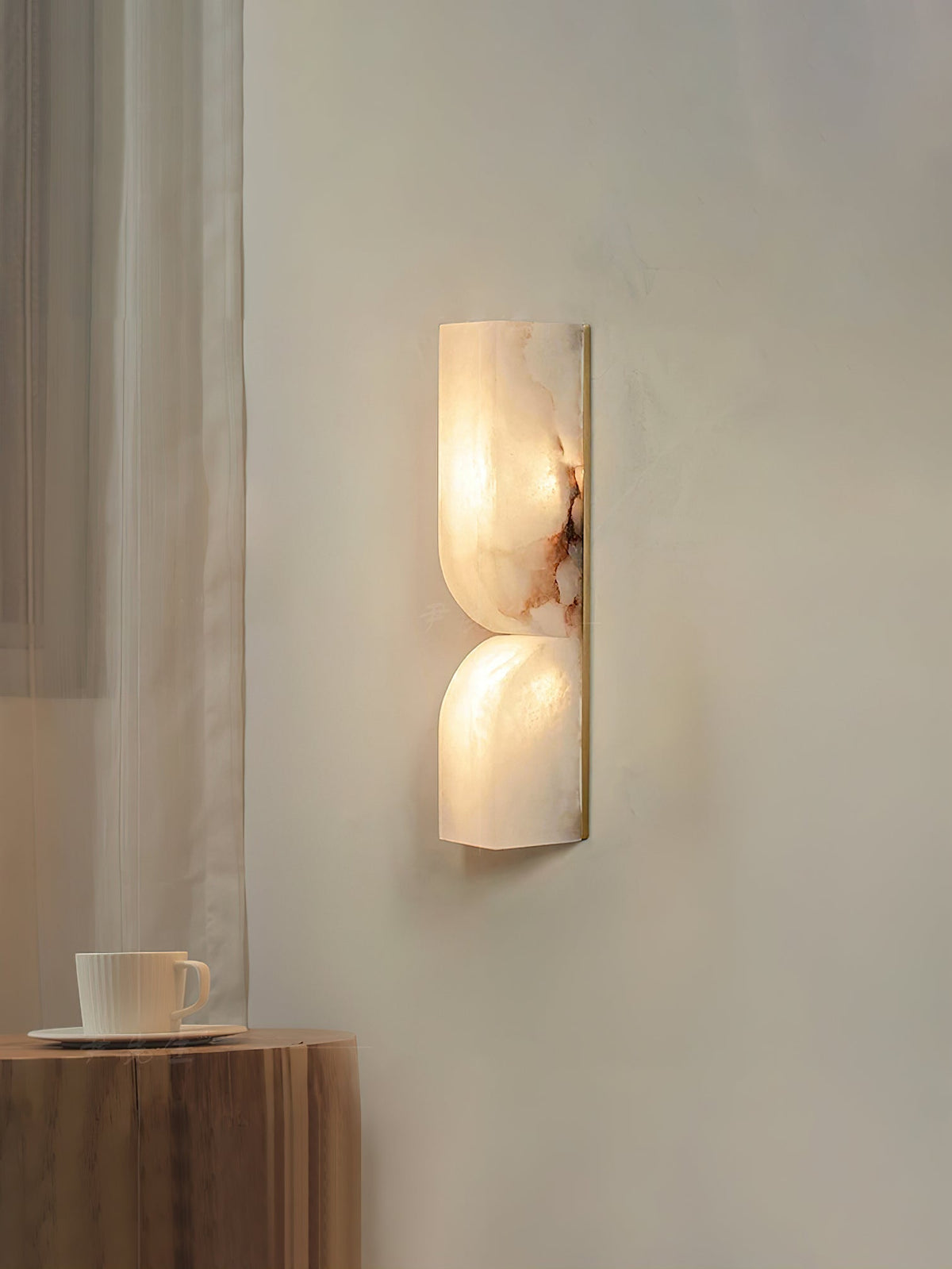 Lena Albast rechthoekige wandlamp met stekker