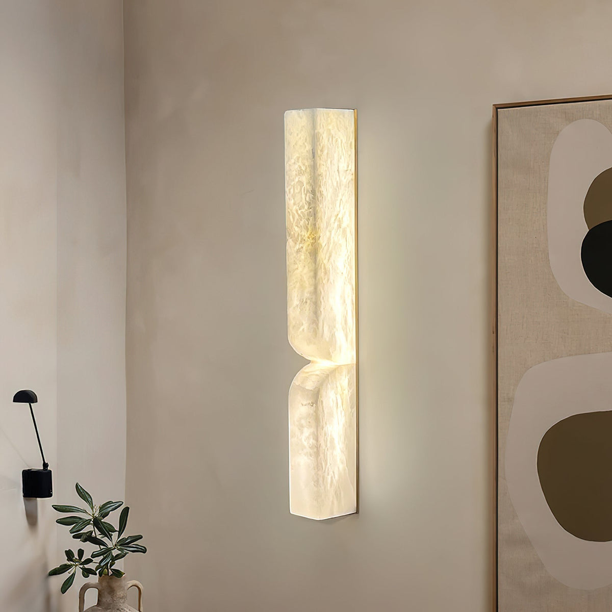 Lena Albast rechthoekige wandlamp met stekker