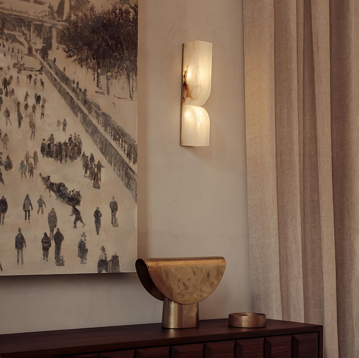Niveelle Albast Rechthoekige wandlamp