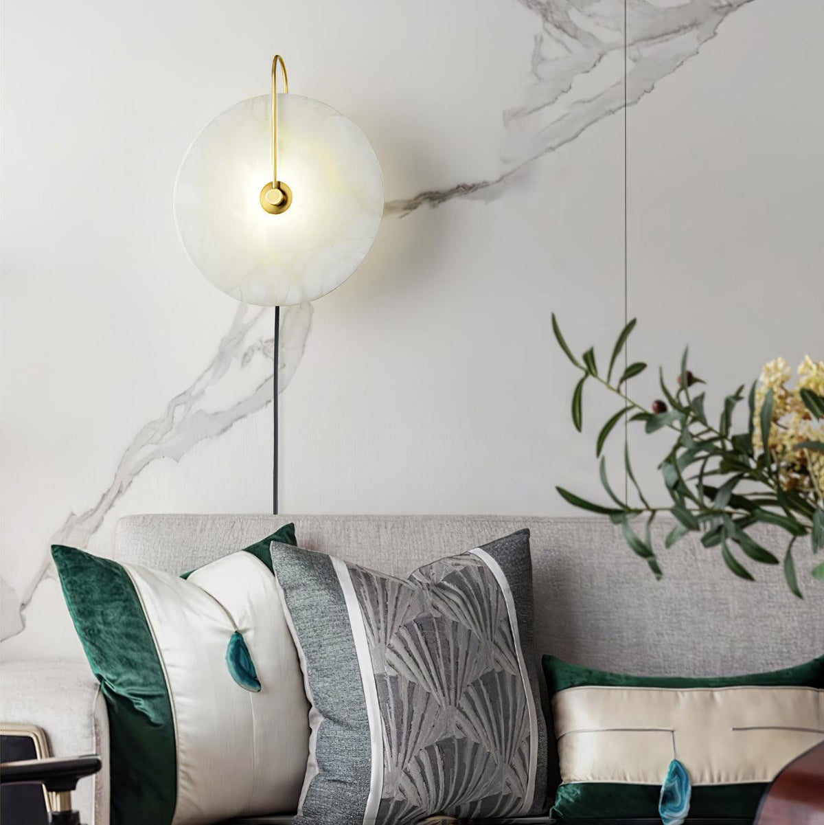 Albeaine Albast bollen wandlamp met Stekker