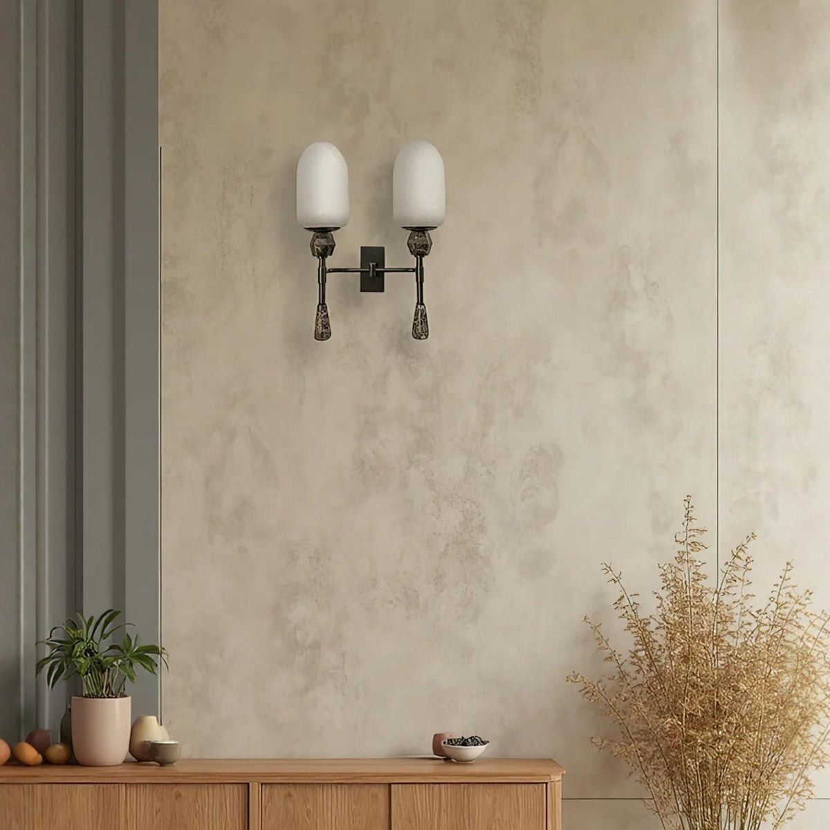 Mila Vintage Albast Dubbele wandlamp