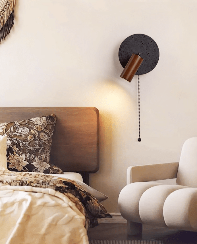 Jaxlen Zwart travertin wandlamp