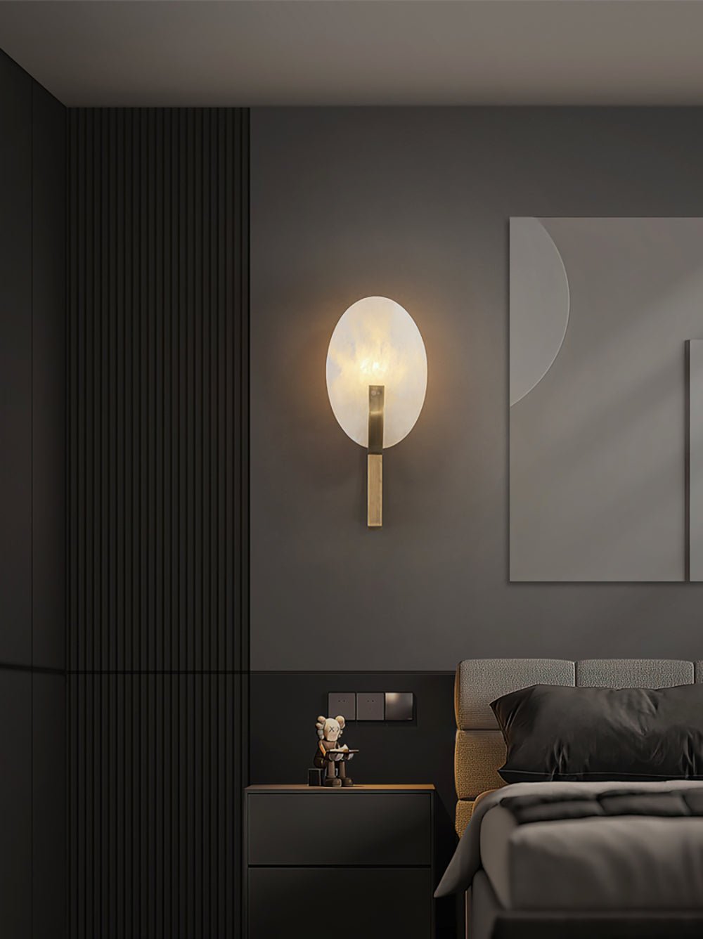 Nivaeria Moderne wandlamp van albast met afwerking