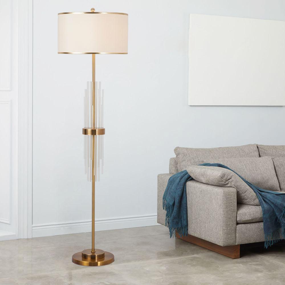 Regalian eigentijdse vloerlamp van textiel in goudkleurige afwerking