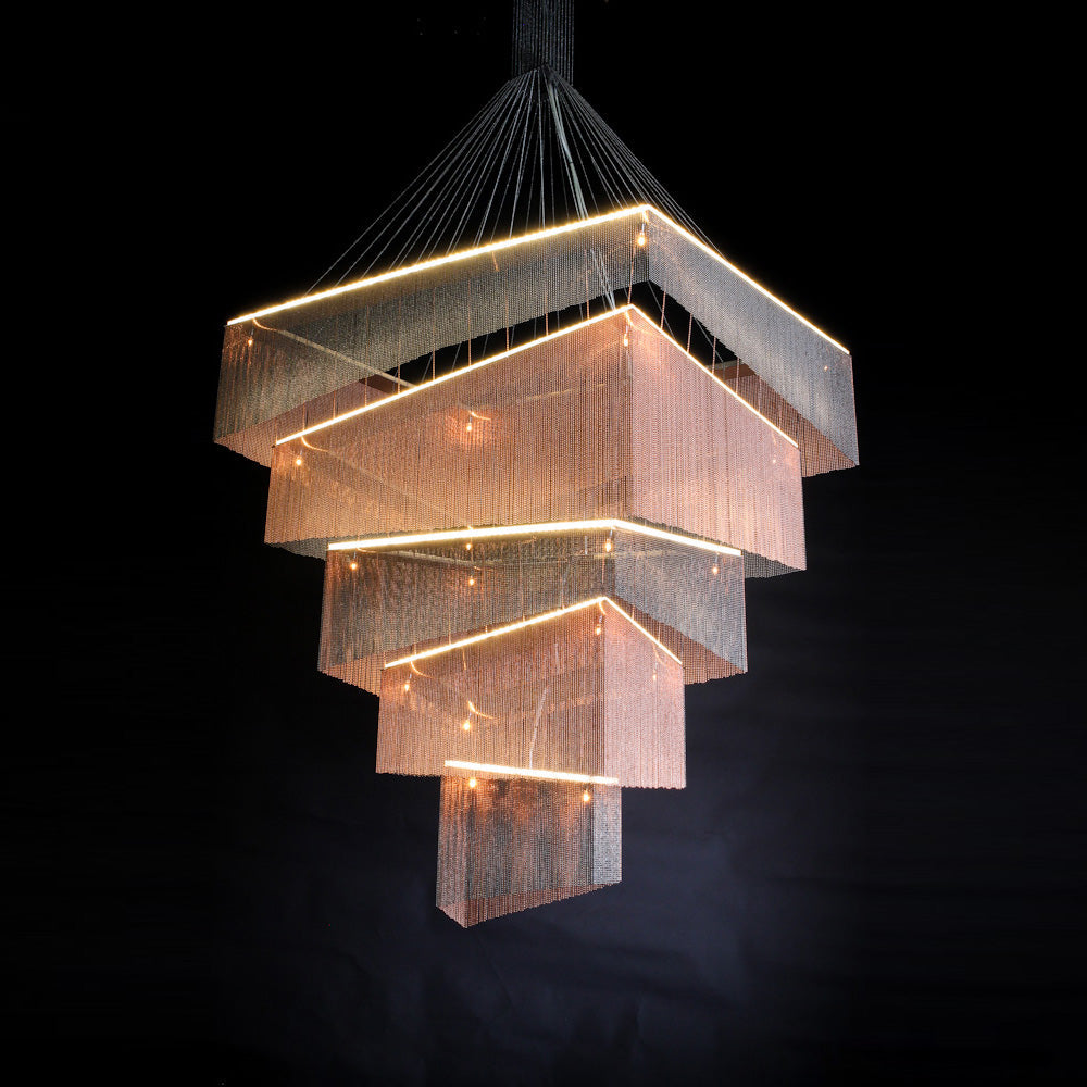 Caeluvyn Postmoderne kroonluchter met ketting en tassel van metaal