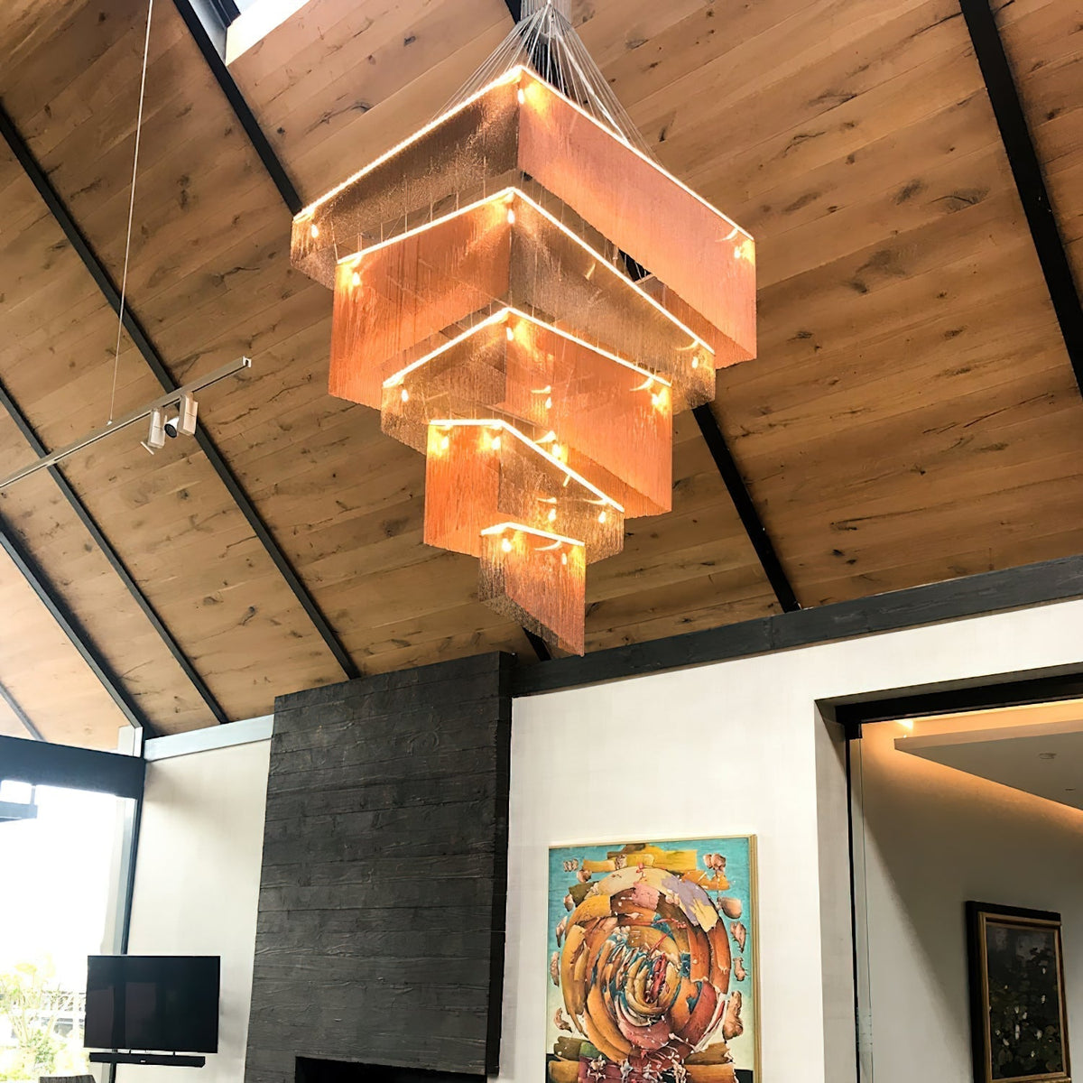 Caeluvyn Postmoderne kroonluchter met ketting en tassel van metaal