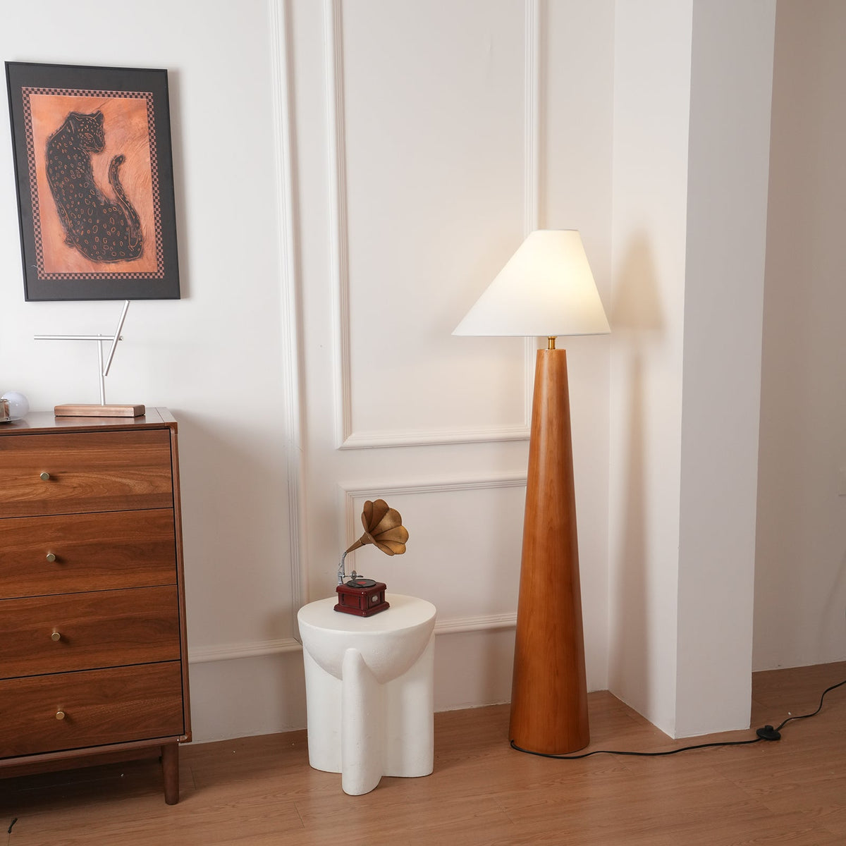 Pinnacle minimalistisch Houten vloerlamp
