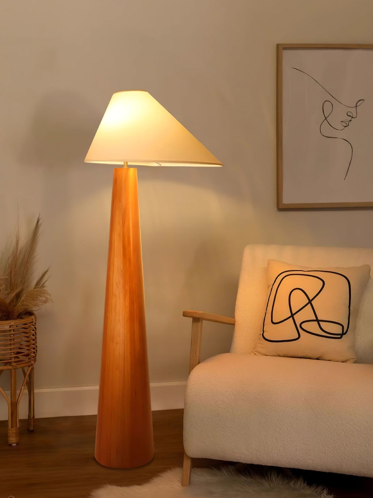 Pinnacle minimalistisch Houten vloerlamp