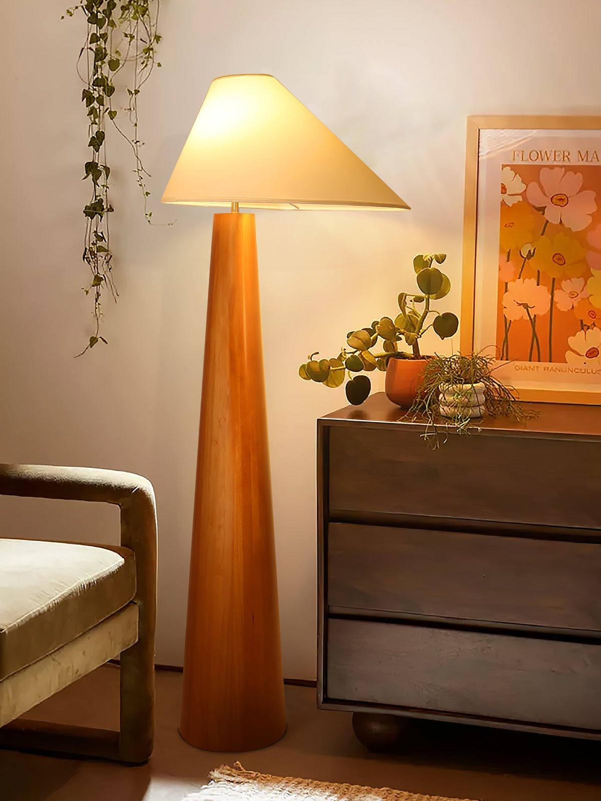 Pinnacle minimalistisch Houten vloerlamp