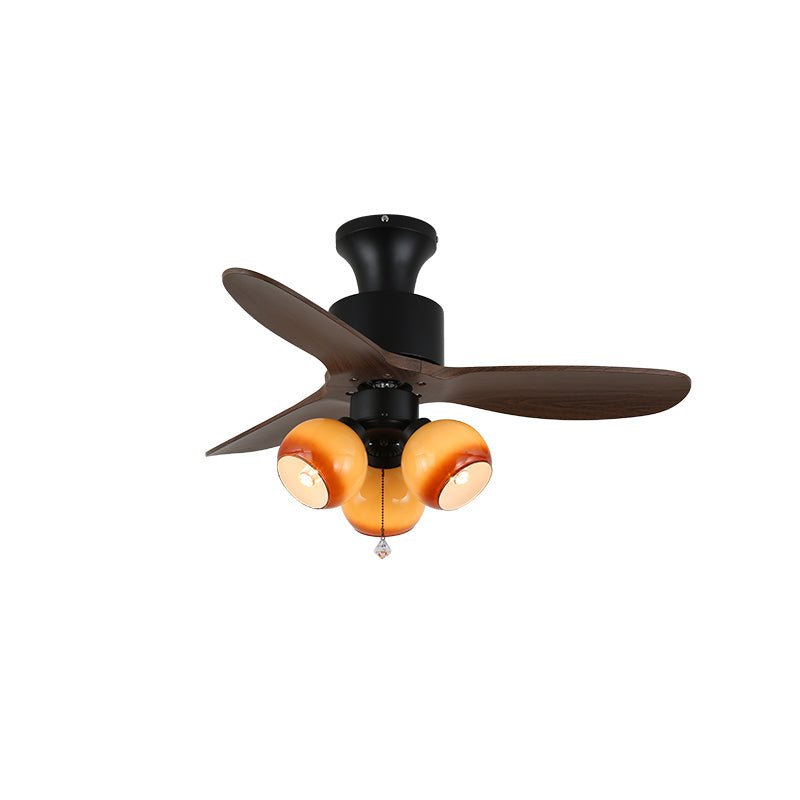 Elvuella Vintage plafondventilator met verlichting van glas en hout