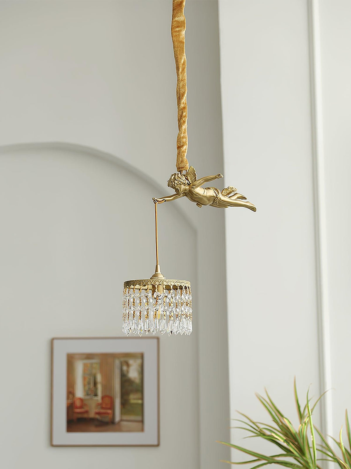 Calytra hanglamp in messing met kristal