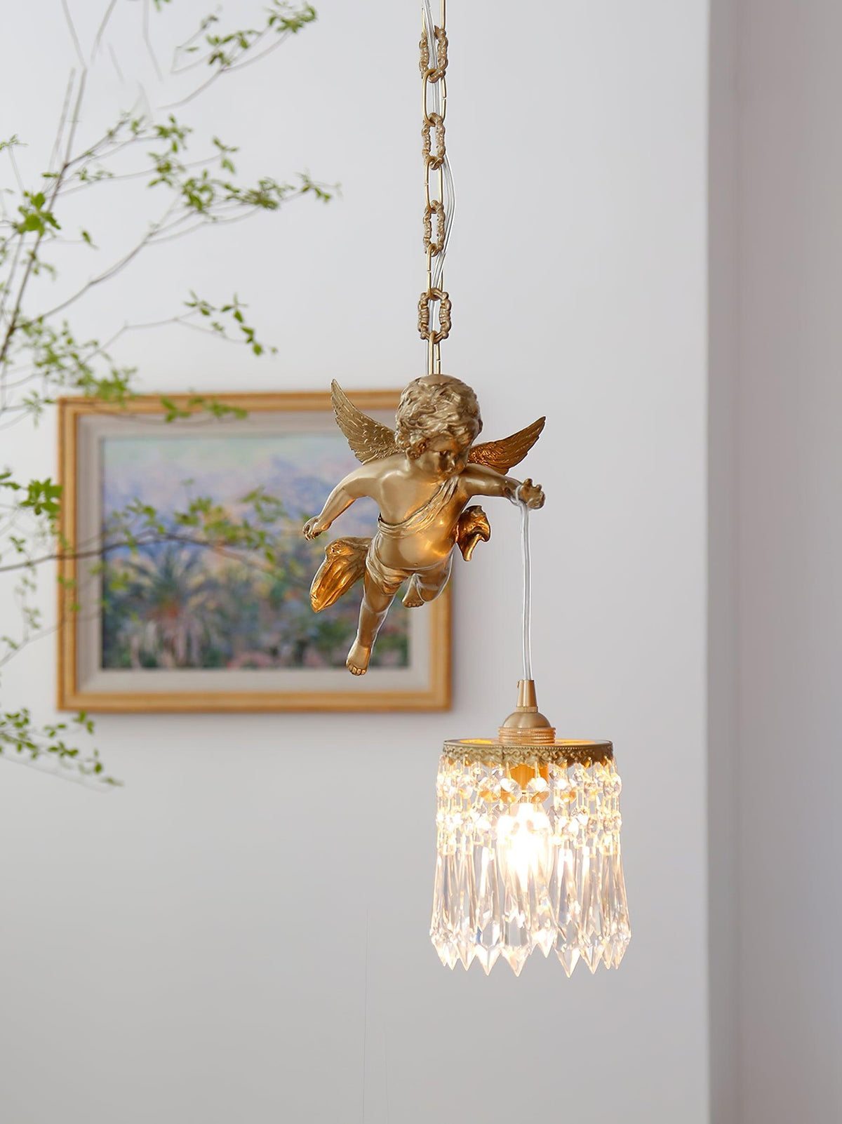 Calytra hanglamp in messing met kristal