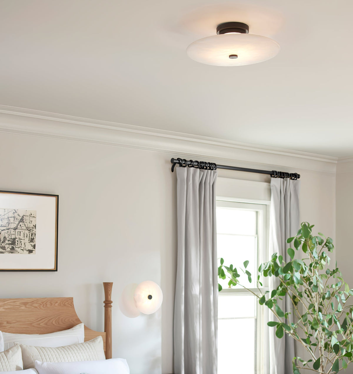 Ines Eterna Moderne witte wandlamp van albast