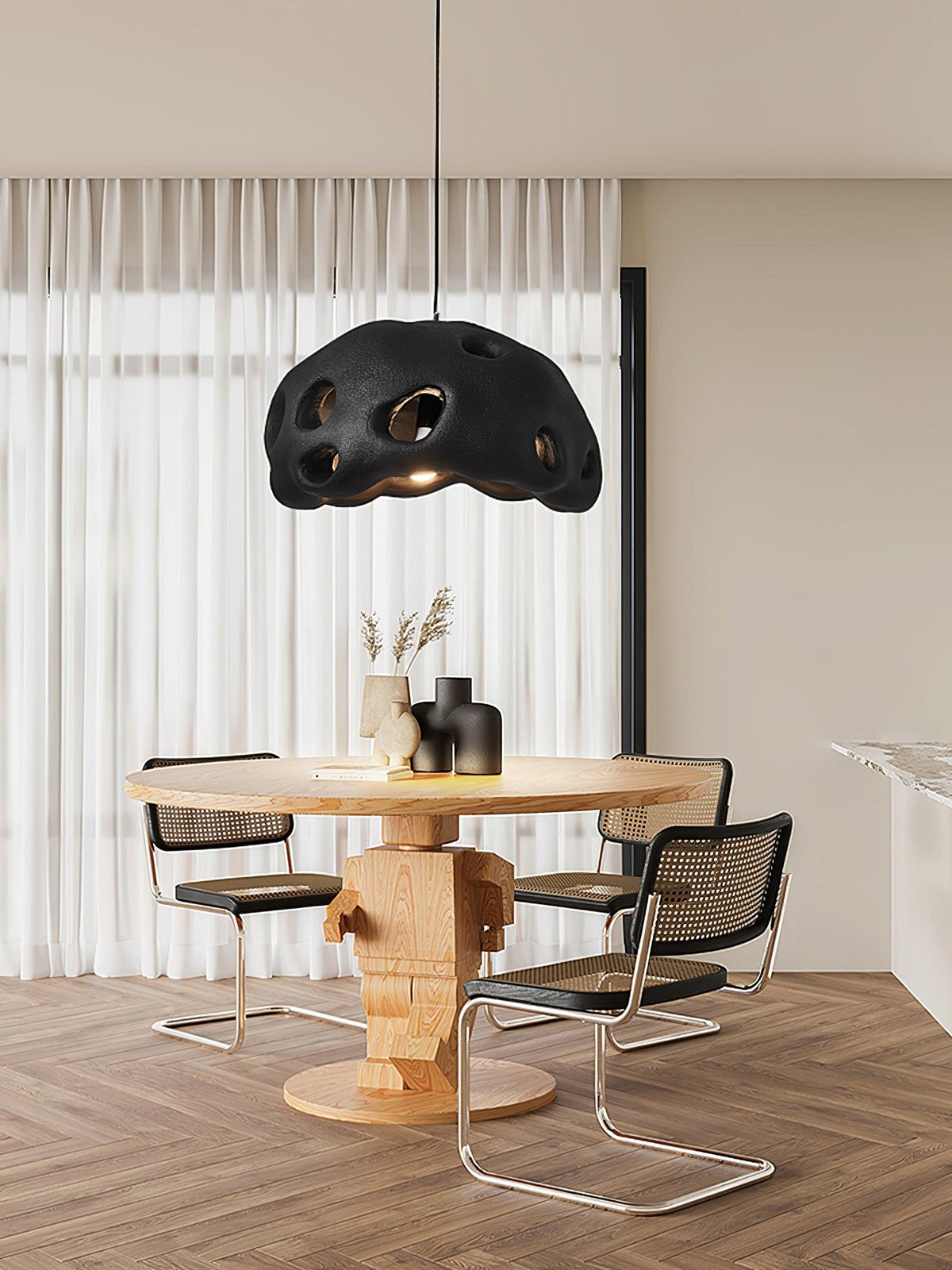 Celarira hanglamp van witte hars voor de woonkamer