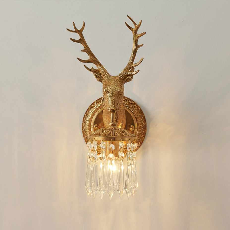 Antler kristallen wandlamp