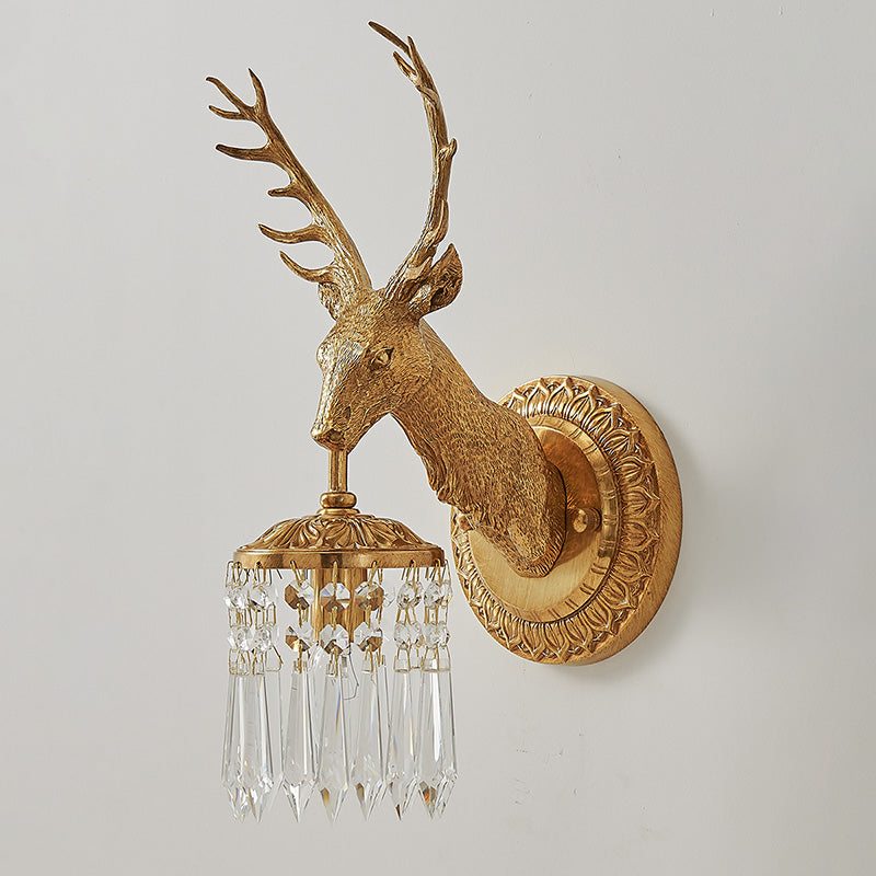 Antler kristallen wandlamp