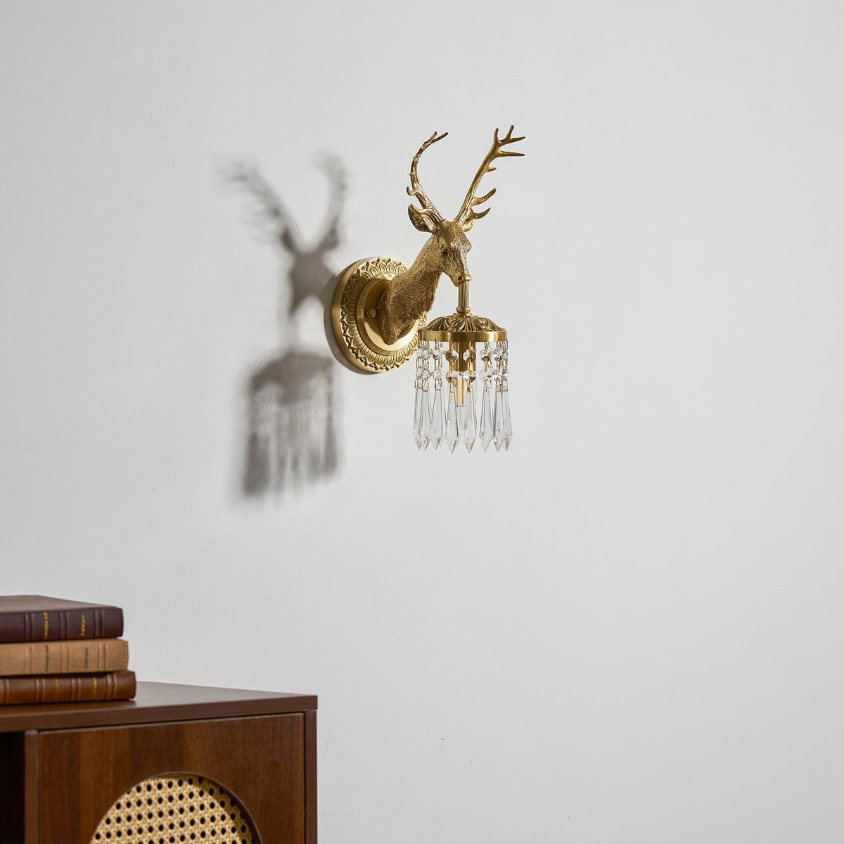 Antler kristallen wandlamp